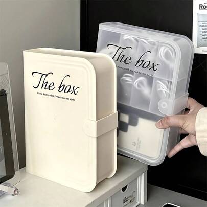 1个电池收纳盒 - 电源线整理盒 - 桌面线缆管理盒，适用于手机充电器、插头和数据线，采用耐用的PP材质，带盖可隐藏线缆。适用于家庭办公室、游戏设备和科技桌面。