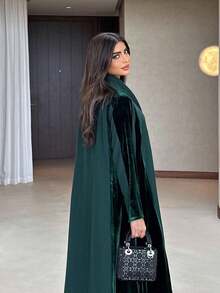 Elegant Women's Long Robe, Middle Eastern Style Loose Comfortable Casual Cardigan, Long Robe, Dignified Long Sleeve Dress, Suitable For Autumn And Winter (Headscarf Not Included) Spring - Dark Green - View 4