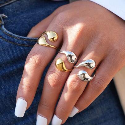 Bộ 3 chiếc/1 chiếc nhẫn thiết kế thời trang, nhẫn hình học sáng tạo để đeo hàng ngày, quà tặng trang sức, quà tặng trang sức ngày Valentine, dành cho mẹ, Ngày của Mẹ, nhẫn thiết kế mở để đeo hàng ngày, quà lưu niệm, quà tặng hẹn hò, quà tặng trang sức tinh tế dành cho phụ nữ.