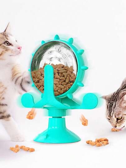 1pc 2026 New Multifunctional Creative Puzzle Interesting Novelty Shaped Rattle Toy With Built-In Bell, Strong Suction Cup, 360° Rotating Windmill, Food Dispenser, Oral Care Teeth Cleaning, Suitable For Cats & Dogs, Entertaining, Interactive Training, Intellectual Stimulation, Ideal Pet Birthday/Holiday Gift