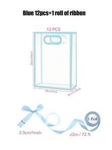 12/1pc Transparent Gift Bags With Ribbons, Suitable For Baby Shower, Graduation, Wedding, Bridal Party, Birthday Party, Business Occasions, With Cut-Out Handles, Reusable PP Material, 7x10x3.15 Inches Gender Disclosure Party Gift Bag (Blue And ) ﻿ - Multicolor - View 9