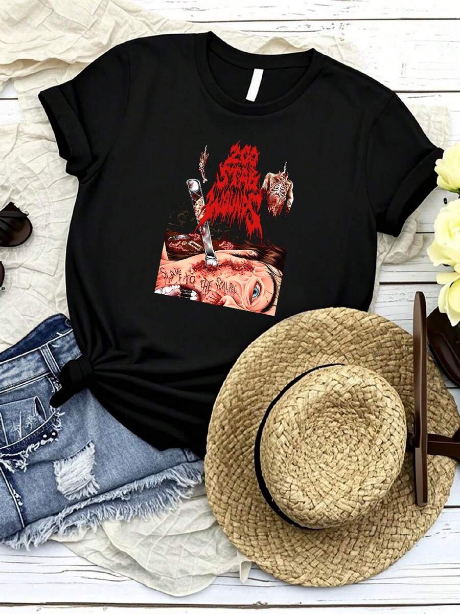 Camiseta de mujer con estampado "200 HERIDAS DE PUÑAL - Al bisturí" Camiseta de hombre negra talla S-5XL - Negro - Ver 1