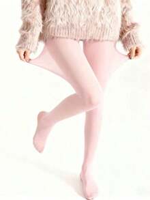 Soft Blush Pink Sheer Pantyhose - High Elasticity Snag-Resistant Women's Tights, Skin-Like Lightweight Leggings, Suitable For Commuting And Office Wear - 粉色 - 查看 2