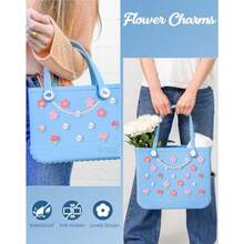 Pearl Flower Charms For Bogg Bags Accessories Women Girls With Detachable Chain - Stylish Durable Decorative For   Totes Rubber Beach Bags Sakura - 如圖所示 - 查看 6