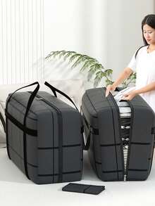 1-Pack Moving And Packing Bag, Thickened Student Bedding Storage Bag, Clothing Storage Bag, Large Capacity Luggage Bag, Extra Large Capacity, Foldable Storage Bag, Clothing Organizer Bag, Suitable For Storing Sundries When Moving And Returning To School, Waterproof And Moisture-Proof Storage Bag - Dark Grey - View 1