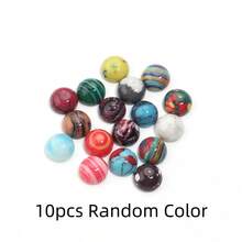 5-10pcs/Pack Round Turquoise Print Gemstone Cabochons, Random Mixed Colors, Fashionable Casual Elegant Vintage Handmade DIY Gemstone Stickers Suitable For Necklace, Ring, Bracelet Crafts, Jewelry Decoration, Inlay Materials - Round - View 9