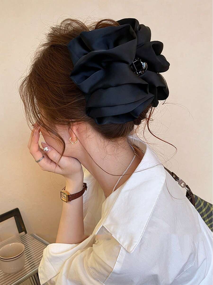 1个网状蝴蝶结发爪，甜美日常佩戴 - 黑色 - 查看 1