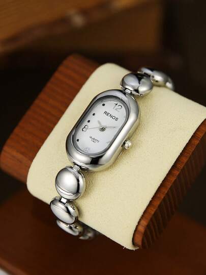 Oval Silver Women's Quartz Watch Is Exquisite Fashionable And Compact Suitable For Daily Wear And Is The Best Choice For Gifts