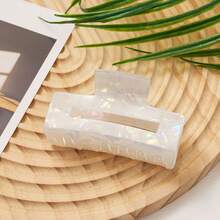 2 Pieces Set Acetate Light Orange Beige Marble Pattern Mermaid Princess Hollow Geometric Square Medium Gentle Fairy Temperament Hair Claw - Multicolor - View 5