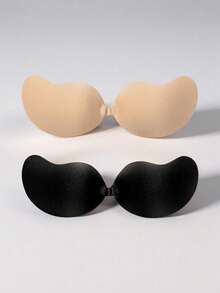 2pcs Invisible Lift Bra, Women Backless Strapless Bra, Seamless Self-Adhesive Silicone Breast Petals Pasties, Suitable For Wedding Dress, Skin Color & Black, With Adhesive Pads, Reusable, Suitable For All Seasons - màu đen - Xem 6