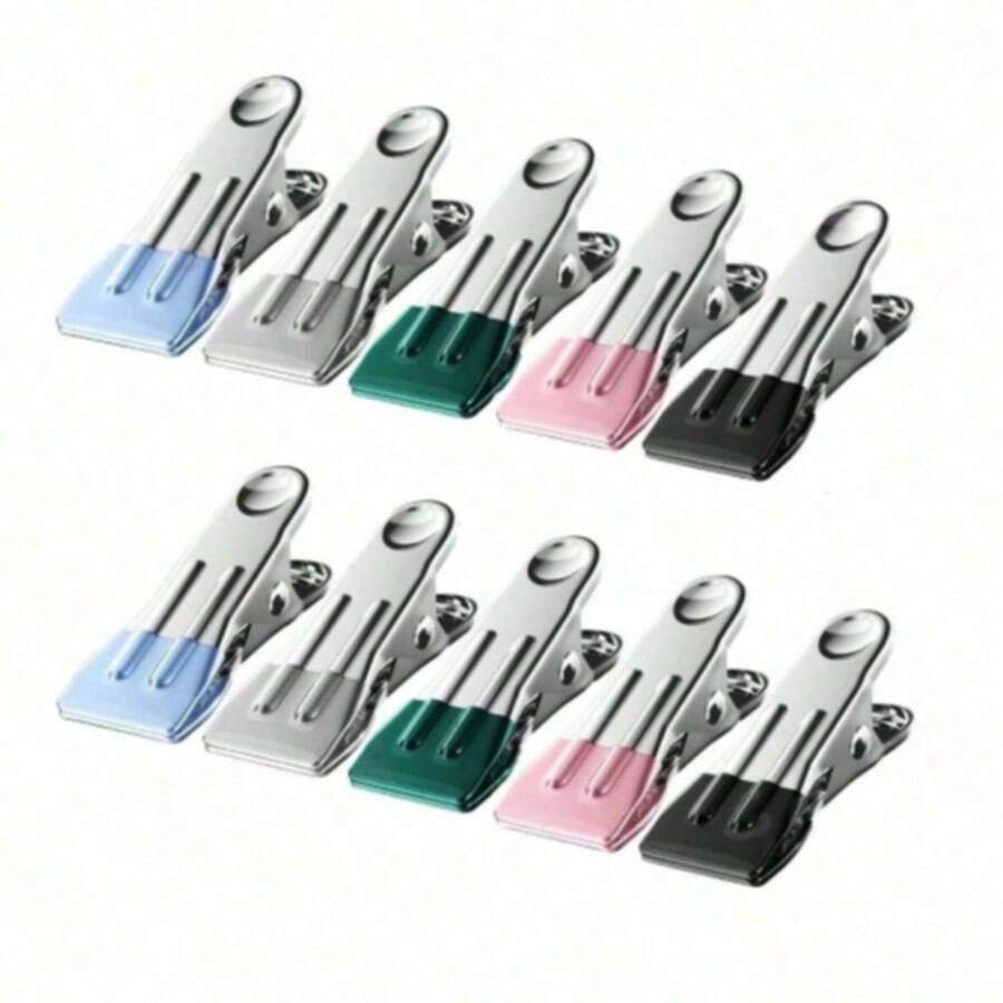 重型不锈钢衣夹，带蓝色防滑手柄 - 防锈多用途夹子，适用于洗衣、厨房、手工制作和家居收纳