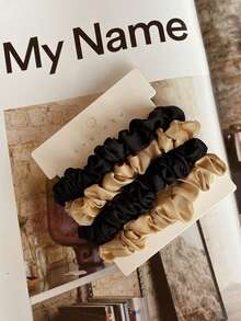 1pc/4pcs Solid Color Soft Elastic Hair Ties, Non-Damaging Hair Ties, Versatile Bun Holders, Black, Khaki, Beige, Elegant French Hair Accessories Ponytail Holders Scrunchy,Summer,Holiday,Travel Hair Elastics Hair Rubber Bands Scrunchies Hair Rope Elastic Hair Tie - Multicolor - View 8