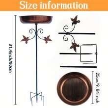 坚固的五爪底座鸟浴盆 | 古铜色喂鸟器，适用于花园、草坪、露台 - 吸引野生鸟类和蜂鸟 - TY-TK68 - 查看 9