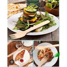 3/12/25/50/100pcs/Set Disposable Wooden Cutlery Set, Includes Knife, Fork And Spoon, Suitable For Christmas, Thanksgiving, Birthday, Wedding And Home Decor, Also Applicable For Home Kitchen, Restaurant, Hotel, Kitchen Supplies And Tableware. - Multicolor - View 6