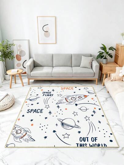 1 tấm thảm trẻ em, họa tiết tên lửa và hành tinh, thảm phòng khách có thể gấp gọn, không rụng lông, mềm mại, chống trơn trượt, in kỹ thuật số, phù hợp cho bé trai, bé gái, thanh thiếu niên, phòng tắm, phòng ăn, phòng khách, phòng ngủ, phòng trẻ sơ sinh, văn phòng, trang trí tiệc.