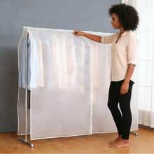 1pc Transparent Dust Cover, Clothing Storage, Wardrobe Storage, Garment Cover, Dust Cover, Drying Rack Garment Cover, Hanging Clothes Garment Cover, Hanging Clothes Rod Cover, Hanging Wardrobe Storage Bag, Coat Suit Garment Home Protection - Translucent - View 5
