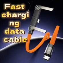 2pcs Adjustable Bracket Data Cable, Dual Type-C Super Fast Charging, Quick Charging, Built-In Phone Holder, Suitable For Car And Home Use, Compatible With Apple 15-17 Series And Other Devices - Black and Orange 2PCS - View 7