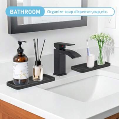 1 pieza Fregadero Protector Mat, Bandeja Multifuncional Salpicaduras con Dispensador de Jabón, Soporte para Cepillo y Esponja, Estante de Almacenamiento de Herramientas de Lavado de Platos, Organizador de Baño