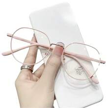 1 Piece Women's High-Value Student Round Face Flattering Plain Glasses Computer Game Phone Goggles - Multicolor - View 5
