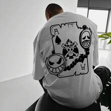 Top de  Caliente 2026: Camiseta de Algodón Grueso con Estampado de  Ace Poker, Camiseta de Manga Corta de Dibujos Animados para Hombres y Mujeres - SMSCAVGYEF059 - Blanco - Ver 4