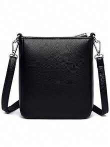 Four Zippers Pockets Design Handbags Crossbody Bags For Women Soft PU Leather Shoulder Bag Top Quality Messenger Bags - Black - View 6