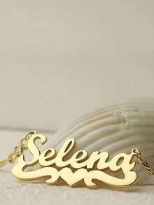 1pc Customized Stainless Steel Love Name Pendant Necklace, Customized Name Nk Chain Jewelry, Perfect Gift, Suitable For Daily Wear Christmas Gift - Multicolor - View 3