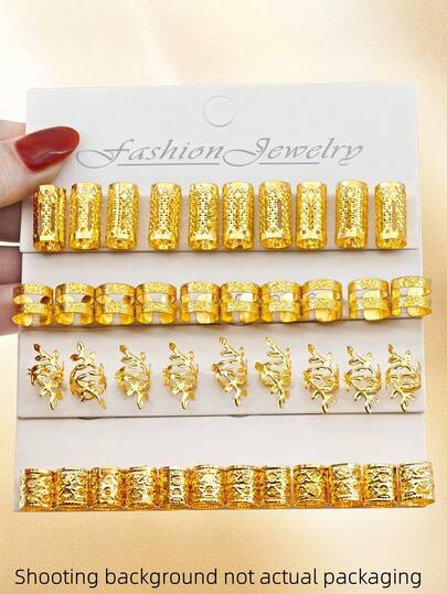 40Pcs Hair Beads Hair Cuffs Braiding Hair Rings Hair Charms For Loc Braids Hair Adjustable Metal Braid Hair Jewelry Hair Accessories