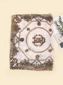 1pc Lightweight Chiffon Printed Scarf, Sun Protection & Decorative Shawl - Beige - View 2