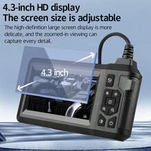 LED Pipe Inspection Camera 8-LED Video Inspection Mirror, 1920P HD Industrial Endoscope (With 3" IPS Screen) 3 8ft Detachable Flexible Borescope, Suitable For Automotive And Machinery Repair - 4.3-inch - 10-meter Dual Camera - View 2