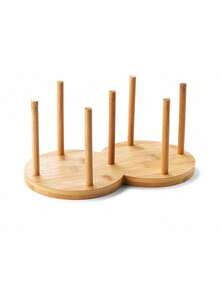 1个圆形双圈心形竹木杯架，纸杯收纳架 - 查看 13