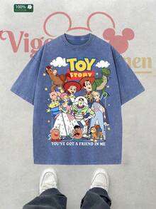 DisnDisney Classic Characters Bunny Ears Signature Vintage Wash T-Shirt - 寶藍色 - 查看 2