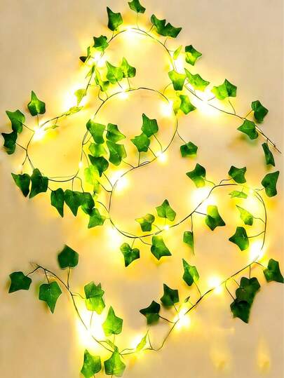 Vine With Fairy Lights Battery Operated, Artificial Ivy Waterproof Ivy Fairy Lights, 39.37 In 100 LED String Light Leaves Wall Leaf Plants Greenery Garland Hanging Plant Vine For Room Garden Office Wedding Decor, Party
