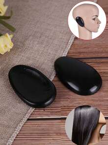 2pcs Professional Hairstylist Plastic Ear Covers, Hair Coloring Protection Accessories, Black Shielding Salon Tools - One Size Fits All - View 3