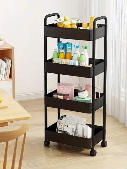 3-Tier Rolling Storage Cart With Handle - Versatile Floor-Standing Shelf, Perfect For Kitchen And Bathroom Organization, Movable Drain Rack, Ideal For Holiday Parties, Back-To-School Essentials, And New Year's Plans, Stylish And Practical For Every Home, Elevate Your Space With Functionality And Elegance, A Perfect Gift For Thanksgiving, Christmas, And Valentine's Day.