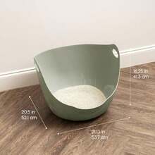 IRIS USA Cat Litter Box with High Walls and Handles Made with Flexible Plastic Sage Green - verde - Ver 2