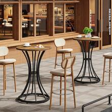 LITTLE TREE Bar Height Round Dining Table 60cm, Compact Kitchen Table For 2, Modern Standing Accent Table For Living Room, Restaurant, Bars And Cafes - Brown - View 5