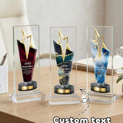 1pc Personalized Acrylic Star Award,Unique Employee Recognition Gift,Custom Text, Custom Corporate Recognition Trophy,Employee Award Plaque,Retirement Or Appreciation Gift For Staff & Manag