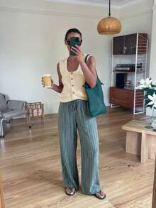 Women's Sleeveless Square Neck Knit Button Cardigan Top Regular Length For Summer White Spring - White - View 1