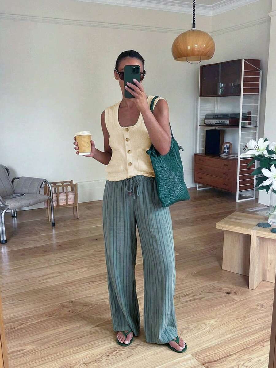 Women's Sleeveless Square Neck Knit Button Cardigan Top Regular Length For Summer White Spring - White - View 1