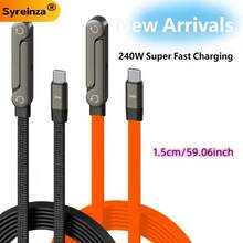 2pcs Adjustable Bracket Data Cable, Dual Type-C Super Fast Charging, Quick Charging, Built-In Phone Holder, Suitable For Car And Home Use, Compatible With Apple 15-17 Series And Other Devices - Black and Orange 2PCS - View 11