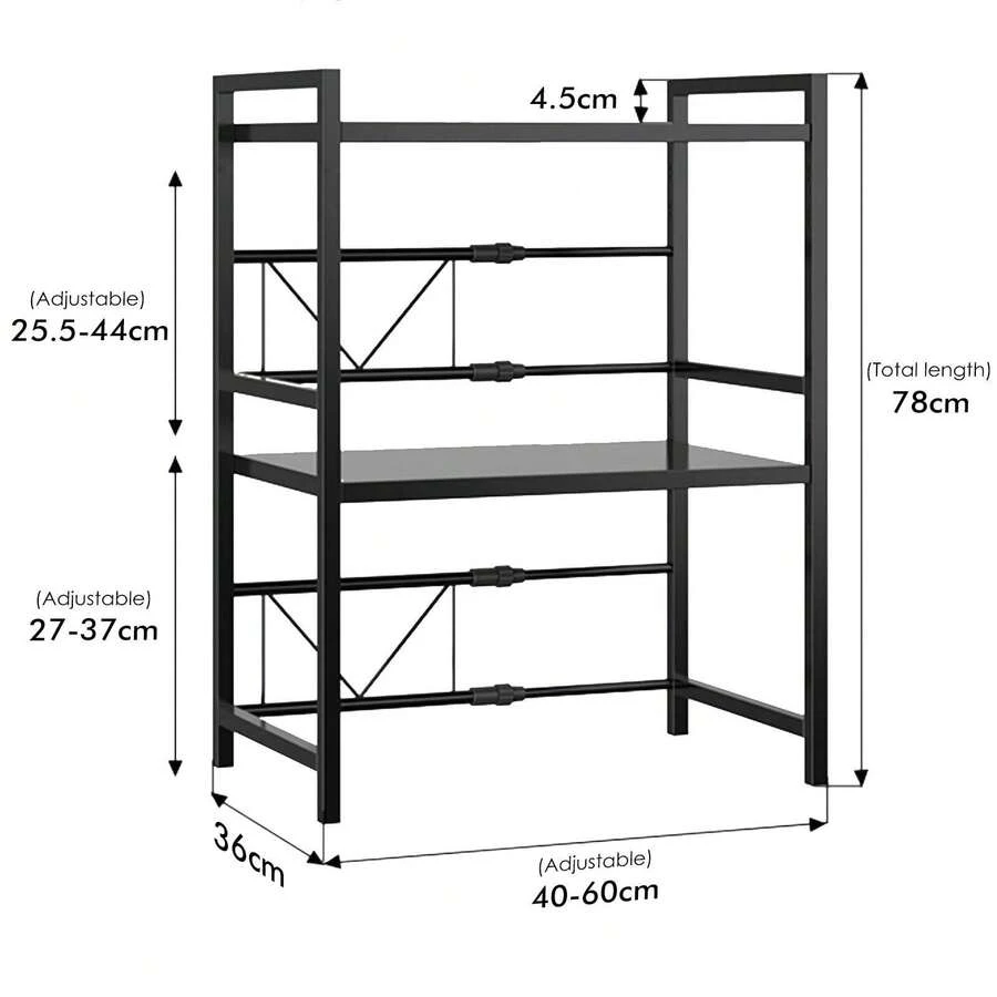 2/3 Tier Extendable Microwave Oven Rack Heavy Duty Kitchen Storage Shelf Stand UK - A - View 1