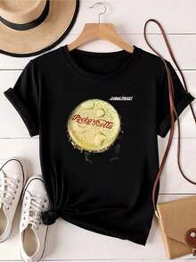 T-shirt femme en coton imprimé T-shirt Priest Rocka Rolla Tee Ian Hill Rob Halford Glenn Tipton - Noir - Voir 6