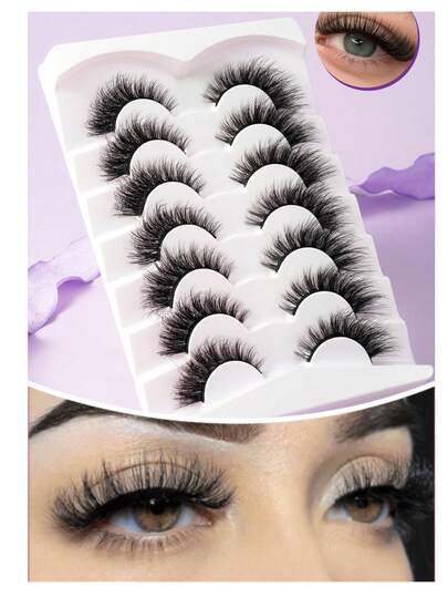 7 Pairs Natural Looking False Eyelashes, Enlarging And Elongating Eyes, Easy To Apply