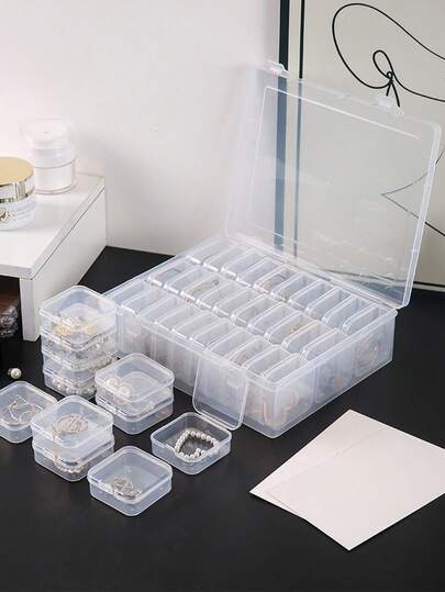 30件套耐用塑料首饰及工艺品收纳盒套装，多用途透明便携旅行整理盒，适合母亲节、DIY手工、串珠、首饰制作、旅行、送给妈妈的礼物、适合阳光明媚的旅行、返校季