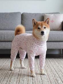 Dog Summer Shedding Hair Control Pajamas - Breathable High Stretch Full Coverage Pet Rompers, Summer Anti Licking & Bug Protective Jumpsuit For Medium Large Dogs, All Over Printing Dog Clothes - Cute Dog Pattern - White - View 10