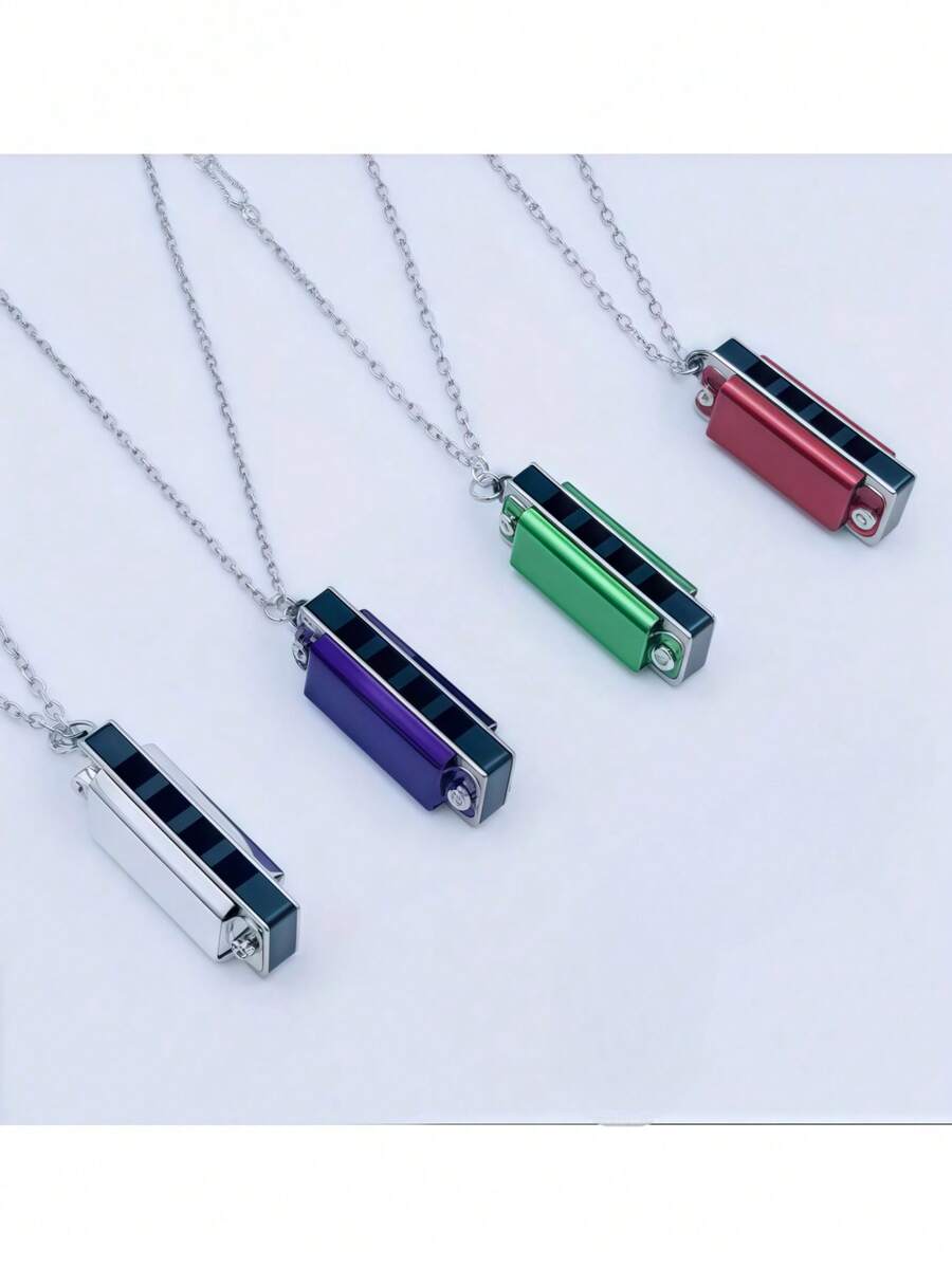 Necklace Harmonica 4-Hole 8-Tone Mini Harmonica 4-Hole 8-Tone Playable Harmonica Playable Song Harmonica, Harmonica, Mini Toy, Electronic Pet, Mini Guitar, Kazoo - Multicolor - View 1