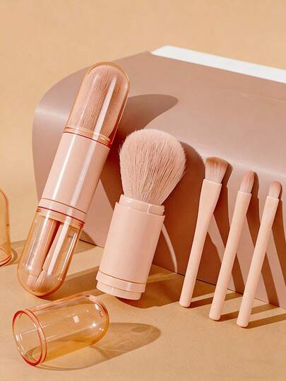 1-Piece Portable Blush Brush | 4-In-1 Travel Beauty Set (Includes Eyeshadow Brush) | Portable Mini 4-Piece Kit | Makeup Brush Set | Complete Beauty Tool Collection | Professional Makeup Brushes | Beauty Gift Set | Travel-Friendly Brush Kit | Makeup Brushes For Students & Beginners