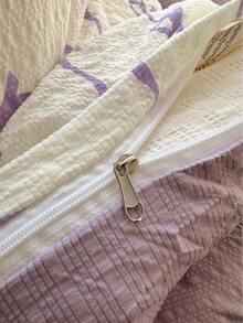 4件套紫色蝴蝶结图案床上用品（1个被套、2个枕套、1个床单），可爱优雅风格，柔软亲肤，适合单人/双人床，四季皆宜。 - 淡紫色 - 查看 11