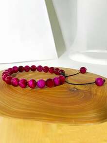 Piedra natural de ojo de tigre rojo rosa, con una textura única de valor, piedra de protección, ajustable, gema natural y protección espiritual y mejora de la autoconfianza, es un regalo ideal para ella - Ojo de tigre rojo rosado - Ver 2