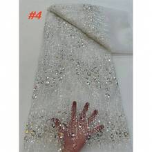 Vải ren đính sequin kiểu châu Phi mới năm 2026, vải lưới voan thêu kiểu Pháp Nigeria, thích hợp để may váy cưới và váy dự tiệc cho phụ nữ. - A - Xem 5
